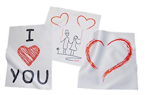 Brillenputztücher / Displaytuch Love-Set aus Microfaser im 3er Pack für Brille, Iphone, Ipad