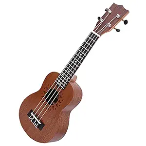 4 Strings Hawaii Guitar, Safe Eco-Friendly Sun Flower Round Sound Hole Sapele Material Ukulele, for Children(Sunflower Round Sound Hole)