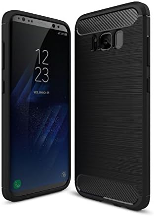 Galaxy S8 Plus Case, Lonvipi Black Silicon Soft TPU Case Premium Anti Slip Scratch Resistant Case Back Protector Carbon Fiber Design Cover for Galaxy S8+ 6.2"