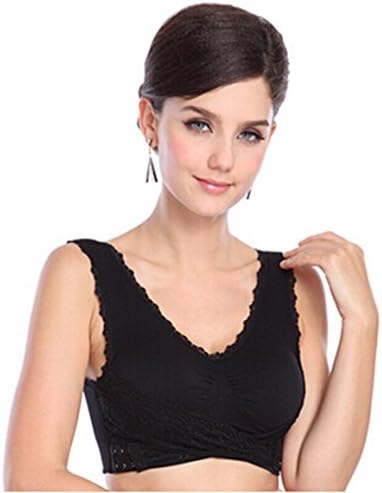 Bronze Times (TM) Womens Wireless Double Push Up U Back Lace Sports Bra (Black) Large