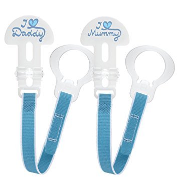 MAM 2 x Schnullerkette - I Love Mummy & I Love Daddy (Blau)