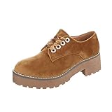  Ital-Design Zapatos Para Mujer Mocasines Tacón Ancho Zapatos con Cordones Marrón Tamaño 40