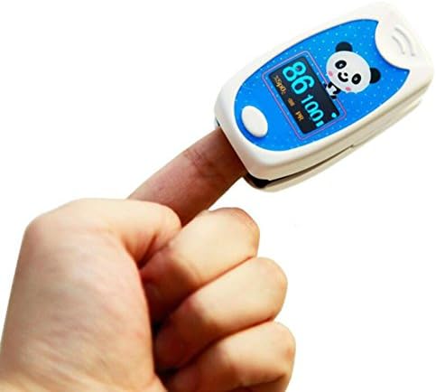 Hmhope Finger Pulse Oximeter SpO2 (Blood Oxygen Saturation) Monitor 0.9 Inch Double Color OLED Display Cute Cartoon for Infant Toddler Use 33x30x60mm