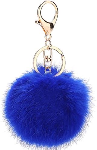 Aokbi 2017 New Hot Solid Color Artificial Fur Ball Keychain Handbag Car Key Ring (Royal Blue)