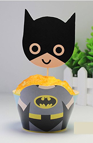 Cupcake-Dekoration und Förmchen Superhelden, Geburtstagsfeier für Jungen, 24 Stück - 2