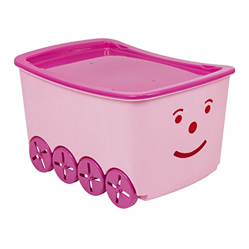 BranQ Play Box 52 L Funny Spielzeugbox Spielzeugkiste Rollbox Kiste Räder Deckel rosa