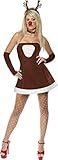 Fever, Damen Sexy Rentier Kostüm, Kleid, Handschuhe, Nase und Halsband, Größe: M, 33182