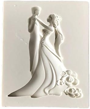 BeautyBouse Bride &amp; Bridegroom Silicone Flower Sugar Fondant Cake Mold Handmade Soap Mould Decor DIY Baking Tools (Grey)