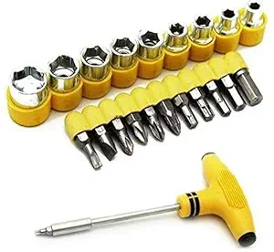 24 pcs T Shape Screwdriver Set Batch Head Ratchet Pawl Socket Spanner Hand Tools