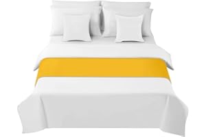 Morbuy Bed Runners, Solid Color Bed Runners Scarves Home Decoration Hotel Bedding Bed Towel Bedroom Bedspread Protection (Yellow,50x240cm)