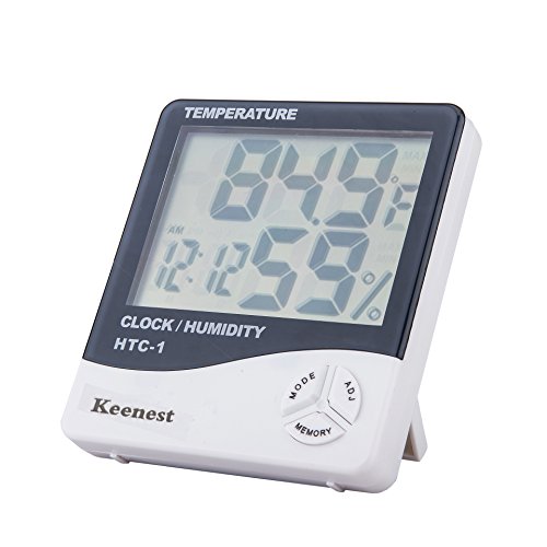 Keenest 4PCS HTC-1 LCD Digital Temperatur Luftfeuchtigkeit Meter Hygrometer Wecker Zeit mit Halter - 2