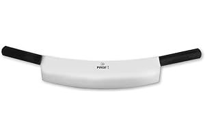 Pirge Ecco Mezzaluna Cucina Grande per Carne 40 cm - Coltello Monolama per Erbe, Macellaio, Cucina Professionale - Coltello da Cucina in Acciaio Inossidabile - Design Ergonomico con Doppio Manico