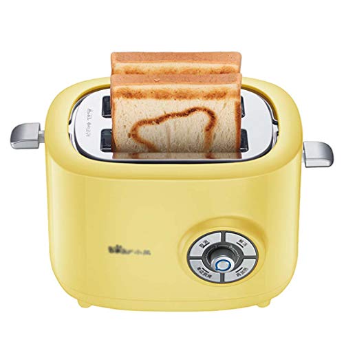 Toaster Grille-Pain Jaune, tournebroche pour Le Petit-déjeuner, Grille-Pain à 2 tranches, 680 W, Cuisson à 6 Vitesses