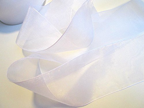 50 m Organza Chiffon 50 mm breit 5 cm mit Webkante: Weiss - 2