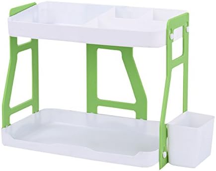 HornTide Creative 2-Tier Storage Rack ABS Plastic Counter-Top Organizer for Cosmetic Doll Potted-Plant Spice Jars and More (Green)