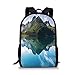 Produktbild School Bags Landscape,Mountain with Sharp Peaks and Short Trees Reflected to a Quiet Lake,Light Blue Dark Green for Boys&Girls Mens Sport Daypack