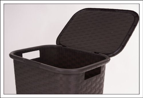 Wäschebox in Flechtoptik 65 Liter dunkelbraun – Wäschetruhe Wäschekorb - 3
