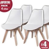 Envío a Pie de Calle Ventamueblesonline Pack 4 SILLAS New Tower Wood Blanca