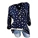 Produktbild  JUSTSELL Langarmshirt T Shirt Herbst,Damen Frauen Pentagramm Drucken Pullover Roll-up Oberteile V-Ausschnitt Bluse Casual Tops Damentops Shirt (S-5XL)