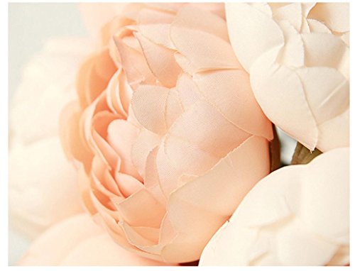 Longra Wohnaccessoires & Deko Kunstblumen 1 Blumenstrauß 6 Köpfe künstliche Pfingstrose Seide Blume Blatt Home Hochzeit Party Dekoration Blumen (Pink) - 5