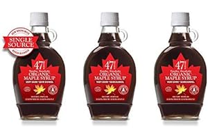 47° North Canadian Organic Maple Syrup, Single Source, Grade A Very Dark Strong 250g (3 Bottles a 250g)