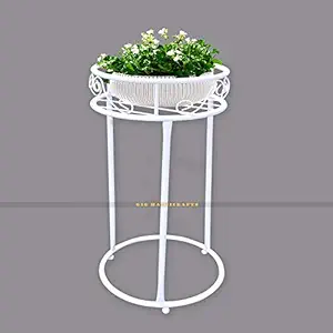 GIG Handicrafts Decorative Metal Pot Plant Stand Without Pot (36 cm x 36 cm x 74 cm, White)