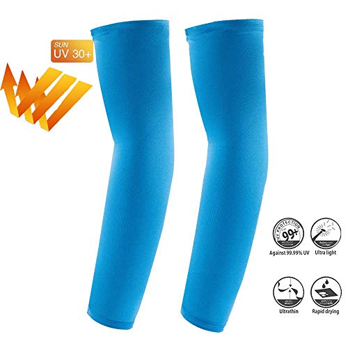 arm sleeve Letopro - Mangas de protección UV para hombre y mujer, para deportes al aire libre, protección contra el sol, 1 par (Azul)