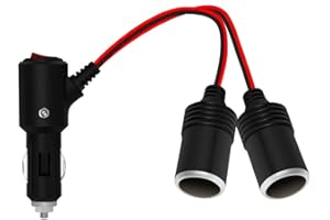 AROMELIVII Ladrón de encendedor de coche, 12V/24V Cable de Extensión para Mechero de Coche, Encendedor de Cigarillo Macho a Hembra, Toma de Mechero para Coche, Enchufe Adaptador de Conector de 1 a 2