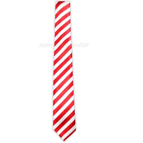 UNISEX MONO CHROME TIES NEON PARTY SCHOOL TIE FANCY DRESS DANCEWEAR CLOTH[Red/White]