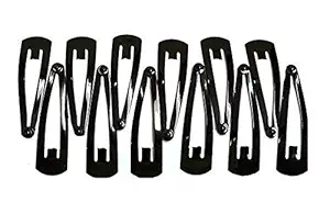 TRIPIN 12 Pieces Black Metal Tic Tac Tik Tak Hair Clips Pins for Women & Girls. (Pack of 1) (SHINNING)