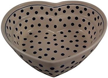 Polish Pottery Boleslawiec Bowl, Heart Bowl, 22cm in DOTTY pattern