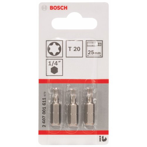 Bosch Pro Bit Extra-Hart für Innen-Torx-Schrauben (T20, Länge: 25 mm, 3 Stück) - 2