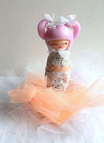 Figurine, Kokeshi, fimo, fact hand/custom/decoration cake/birthday/christening/lace/kimono white/rose/table decoration