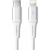 REMORAX Wahoo Type C-Lightning &Ouml;RG&Uuml;L&Uuml; 27Watt PD Hızlı Şarj Kablosu, Beyaz/G&uuml;m&uuml;ş Metal (100 CM)