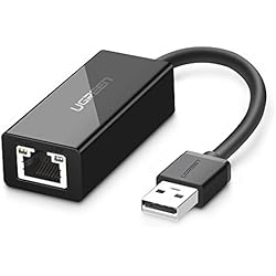 UGREEN Adaptador USB a Ethernet RJ45, Adaptador Tarjeta de red Lan Ethernet 100Mbps a USB 2.0 para Nintendo Switch, XiaoMi Mi Box S, Mi Box 3, Macbook Pro, Macbook Air, Wii, WiiU, Chromecast etc