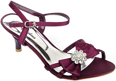 Satin Purple Diamante Mid Heel Wedding Sandals Bridal Prom Shoes (5)