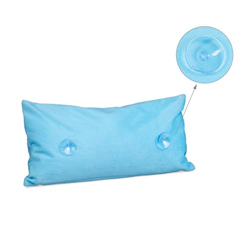 Relaxdays Badewannenkissen Strand HBT ca. 10 x 37 x 17 cm extra weiches Nackenkissen für die Badewanne mit 2 Saugnäpfen als Wannenkissen oder Reisekissen mit Reißverschluss und waschbarem Bezug, blau - 4