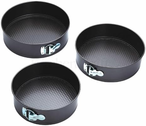 Set of 3 Non Stick Loose Base Springform Cake Tins 22, 24 & 26 cm - 8" 9 10" Birthday 3 Tier Wedding Cake