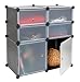 Produktbild Regal Schrank Steckregal Badregal Kleiderschrank Kinderregal Kommode in Schwarz mit transparenten Türen