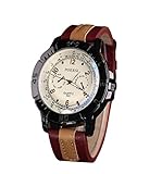 Rcool Lässige Herren Uhren Analog Quarz Kunstleder Handgelenk Armbanduhren Rot