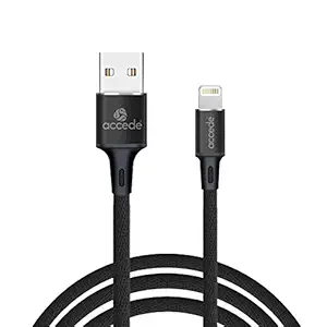 Accede A155-L Jack XL High Speed Sync & Charging Data Cable Compatible with iPhone (Black, 2M)