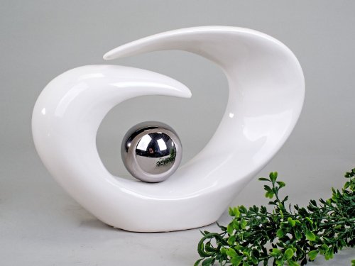 Wunderschöne Skulptur weiß silber aus Keramik Höhe 29 cm Formano