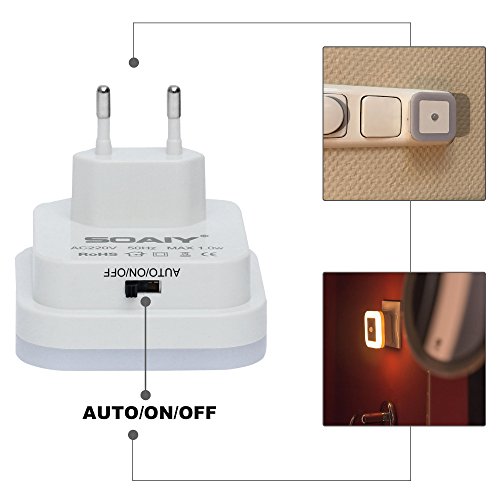 SOAIY® 2er-Set LED Nachtlicht mit Bewegungsmelder energiesparend Steckdosenlicht PIR Sensorleuchte Warmweiß Kinderzimmer Flur Treppe - 4