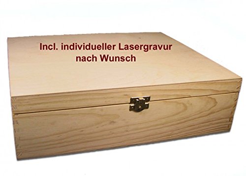 Weinkiste, Weinbox für 3 Flaschen, Holzkiste, Holz unbeh., incl. Lasergravur