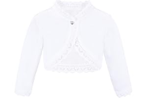 Lilax Little Girls' Knit Long Sleeve Button Closure Bolero Cardigan Shrug