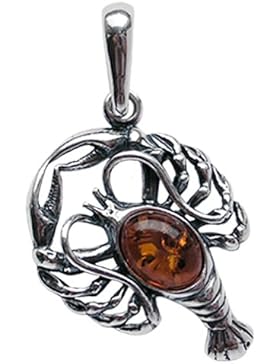 Sternzeichen Krebs Anhänger Amulett 925er Silber Schmuck mit Bernstein 04