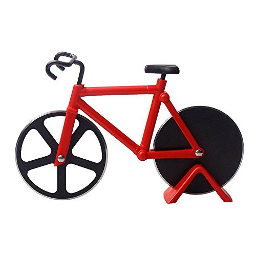 GuDoQi ® 2 Packung Fahrrad Pizza Cutter Dual Edelstahl Pizza Messer Rot - 3