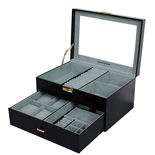 Preisvergleich Produktbild Songmics edler Schmuckkasten Uhrenbox für große Uhren abschließbar JBC215