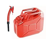 10lt Rouge Métal Jerry Gerry Peut + Rouge Bac - Essence Rangement Conteneur Essence Diesel 10L 10Lt