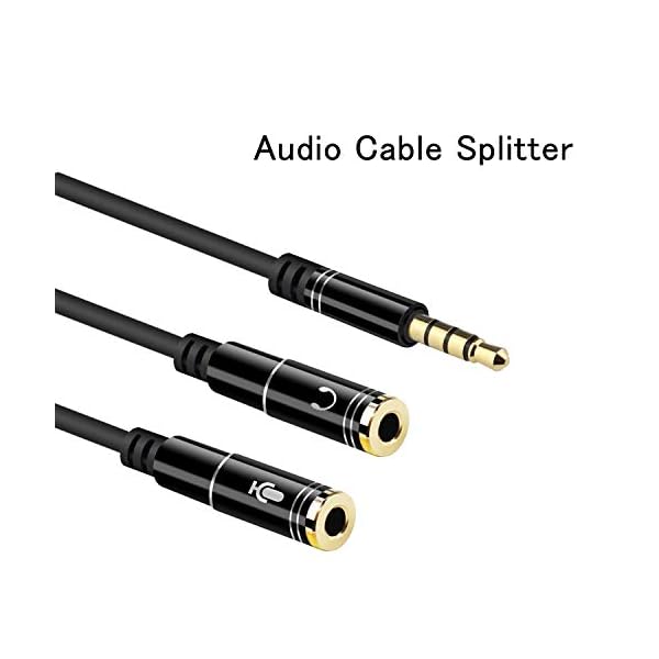 EasyULT Cable Divisor de Audio para micrófono,2 x 3.5mm Hembra Adaptador de Cable Compatible con Tabletas,Teléfonos…